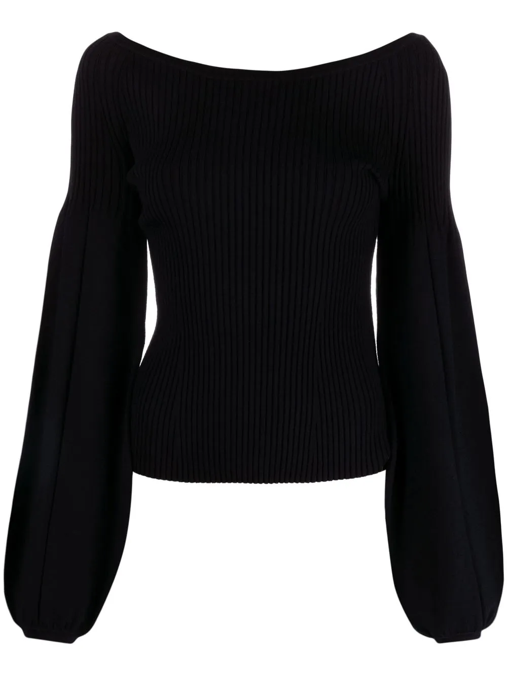 

Dorothee Schumacher ribbed-knit balloon-sleeve jumper - Black