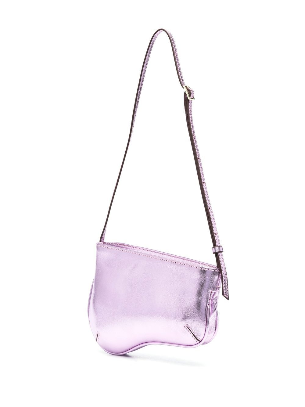 Shop Manu Atelier Curve Leather Shoulder Bag In 粉色