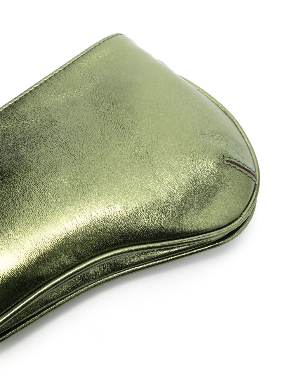 Shop Manu Atelier Curve Leather Shoulder Bag In Green