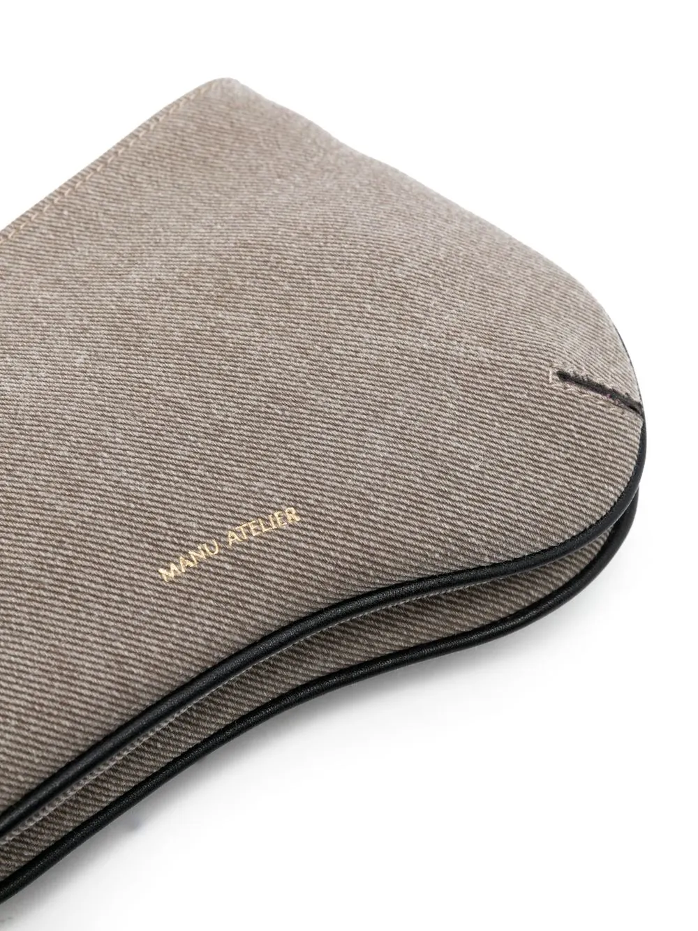 Manu Atelier Curve Leather Shoulder Bag In Grey