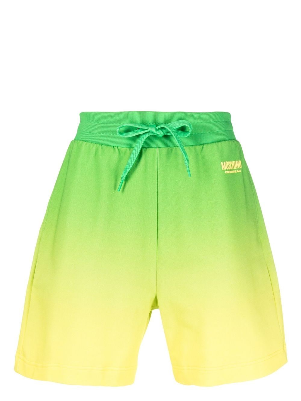 Shop Moschino Ombré Effect Raised-logo Shorts In Green