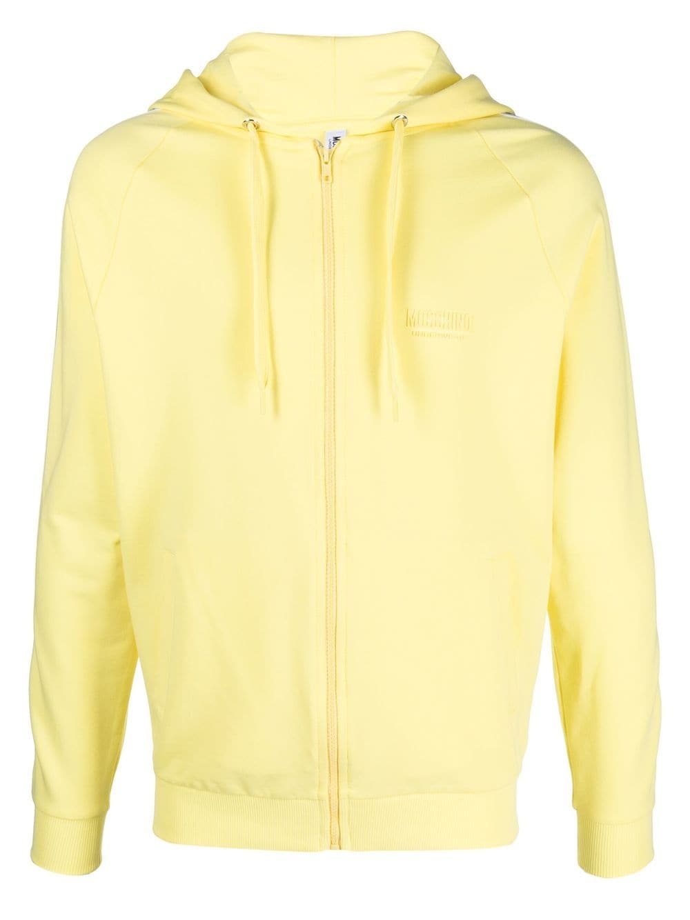 Moschino Logo-tape Cotton Hoodie In Yellow