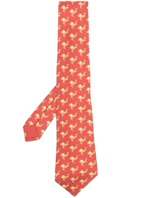 Hermès - 2000s pre-owned hare-print silk tie