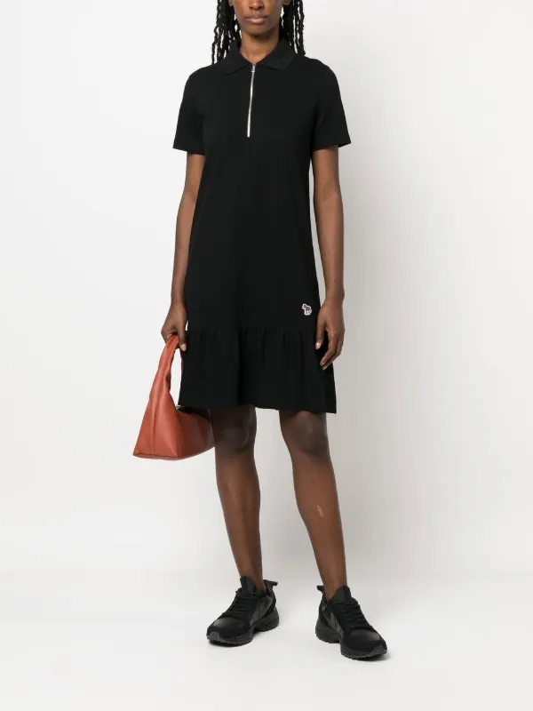 Black ruffle shirt dress deals