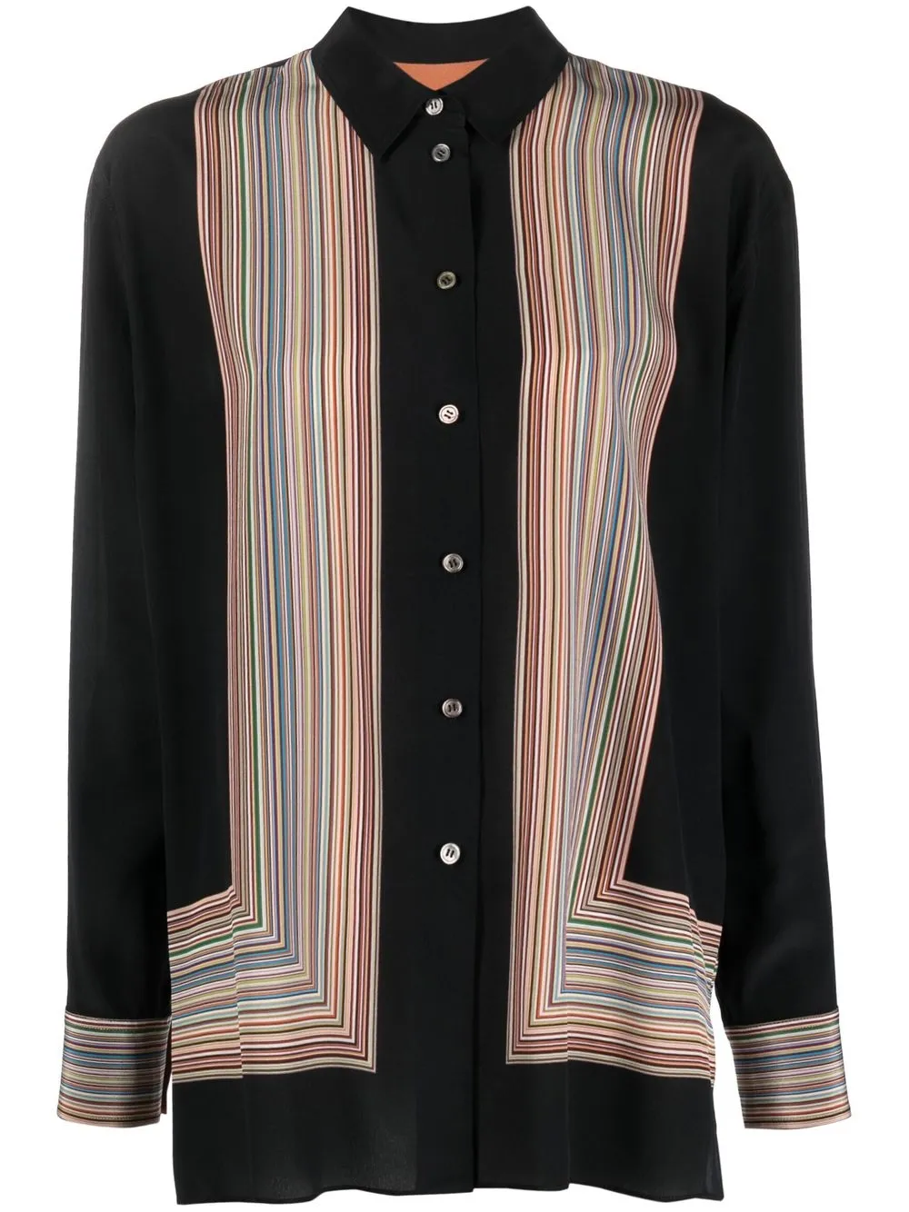 

Paul Smith camisa con botones y rayas estampadas - Negro