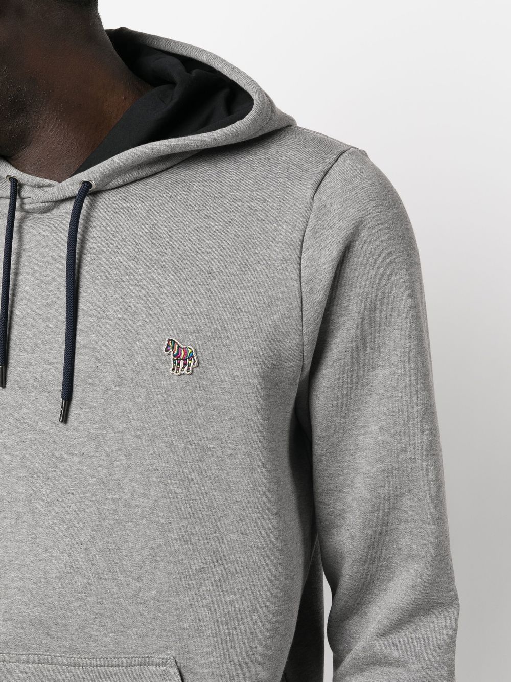 Shop Ps By Paul Smith Logo-patch Long-sleeve Hoodie In 灰色