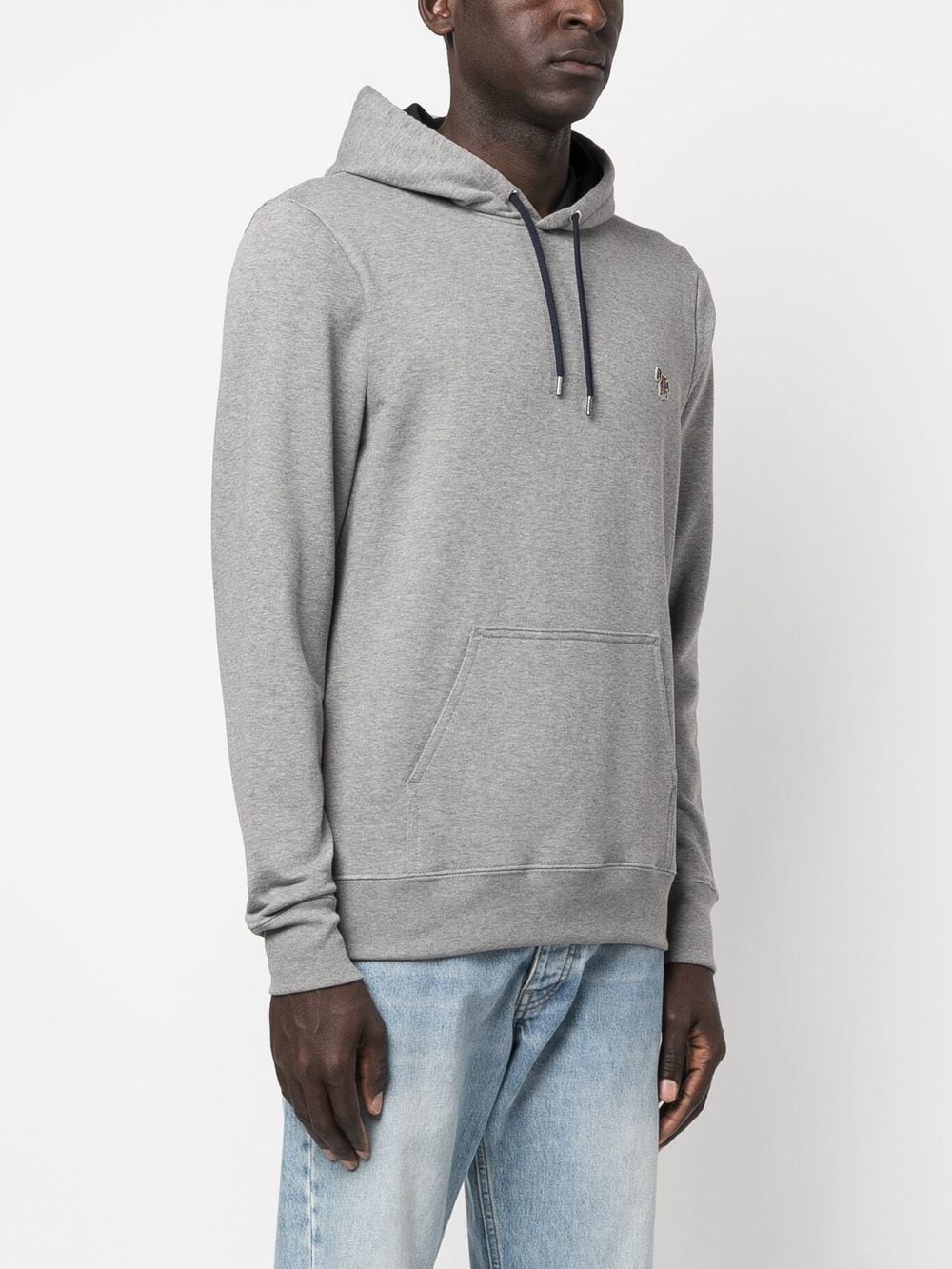 Shop Ps By Paul Smith Logo-patch Long-sleeve Hoodie In 灰色