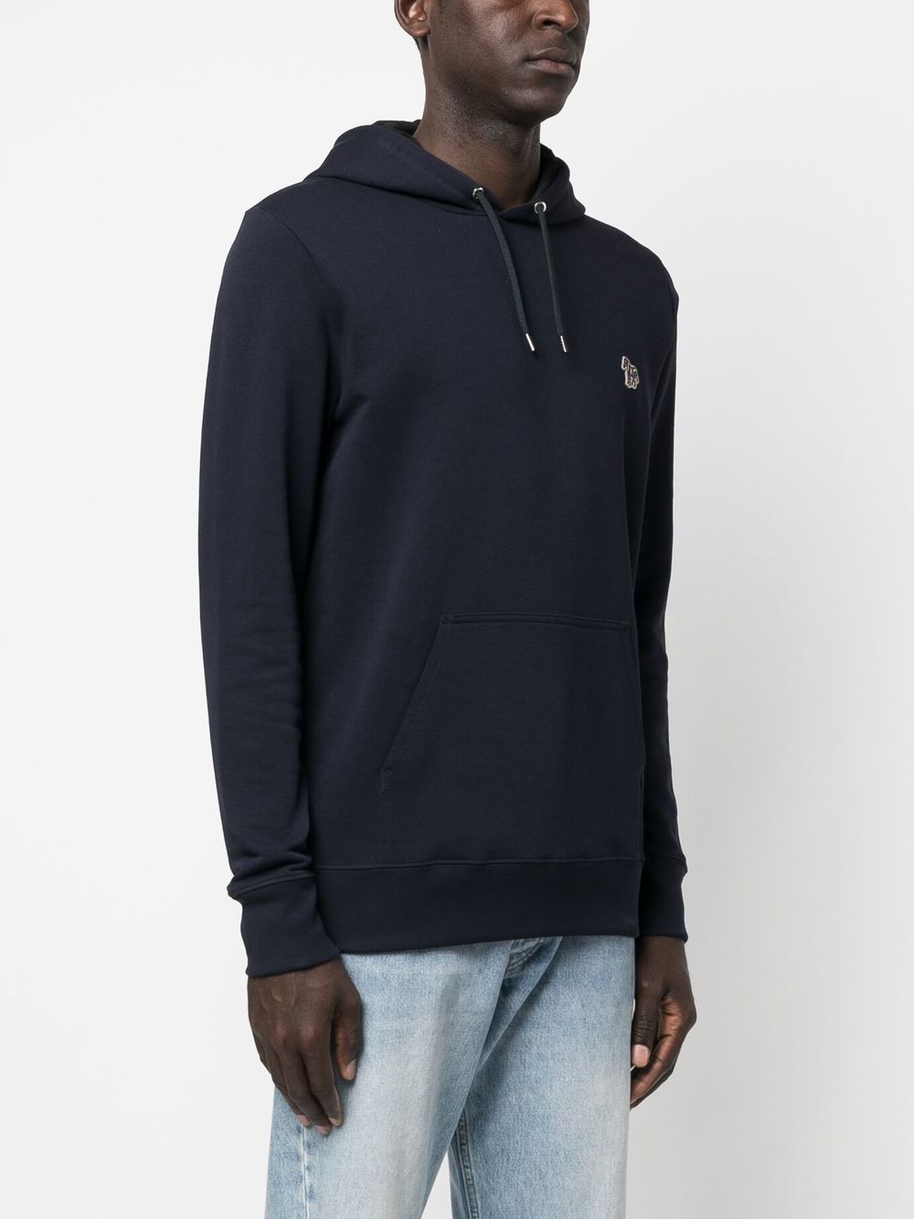 Shop Ps By Paul Smith Logo-patch Long-sleeve Hoodie In 蓝色