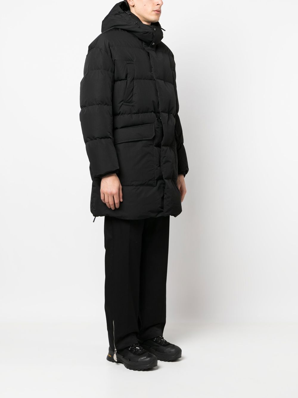 Shop Emporio Armani Hooded Padded Down Coat In Black