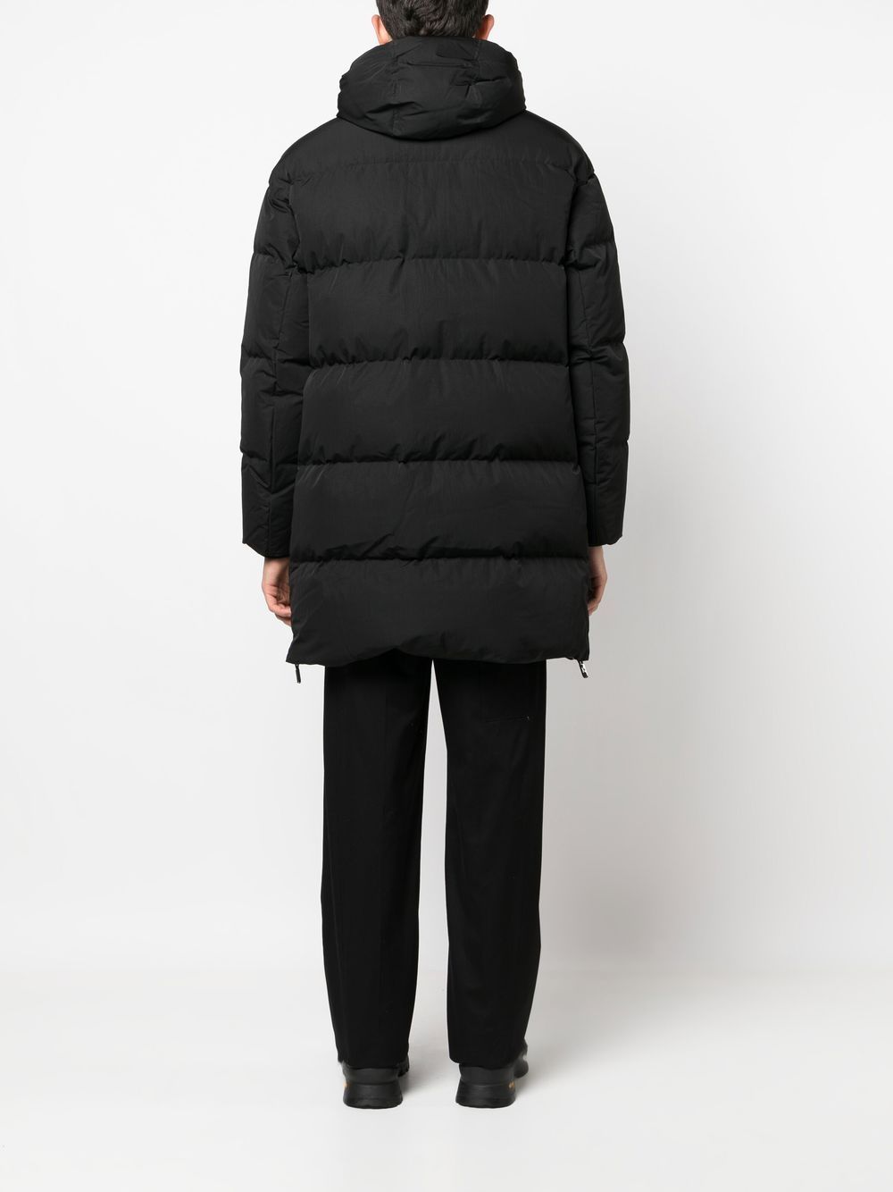 Shop Emporio Armani Hooded Padded Down Coat In Black