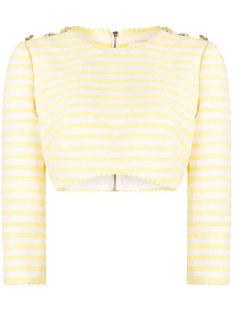ZIMMERMANN embroidered-striped cropped top