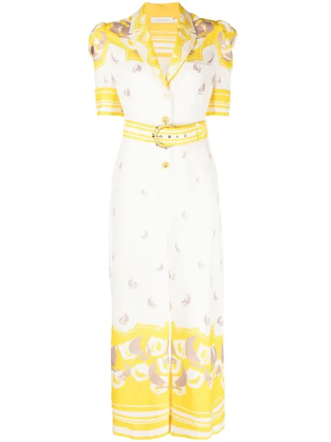 ZIMMERMANN boat-print belted jumpsuit
