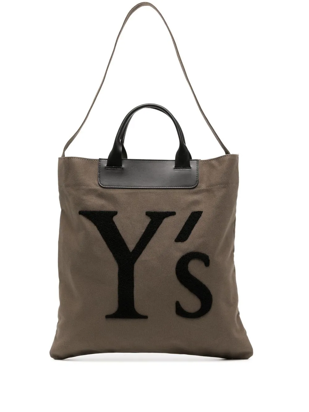 Y's logo-print detail tote bag - Brown