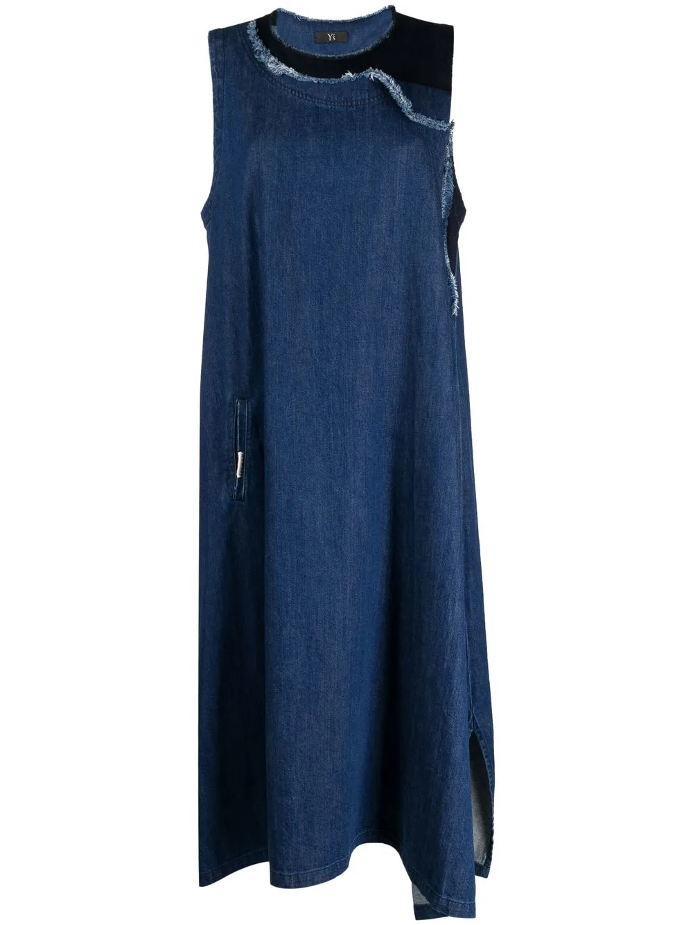 

Y's frayed-edge denim dress - Blue