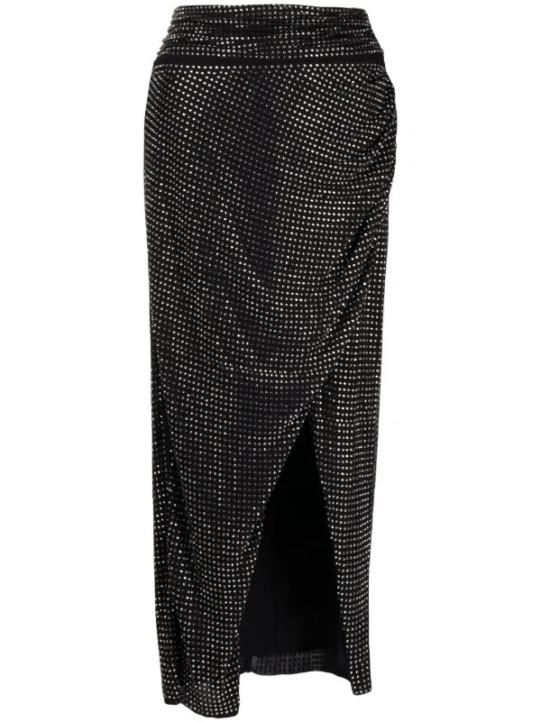 Self-Portrait Gem-embellished Draped Skirt in Black