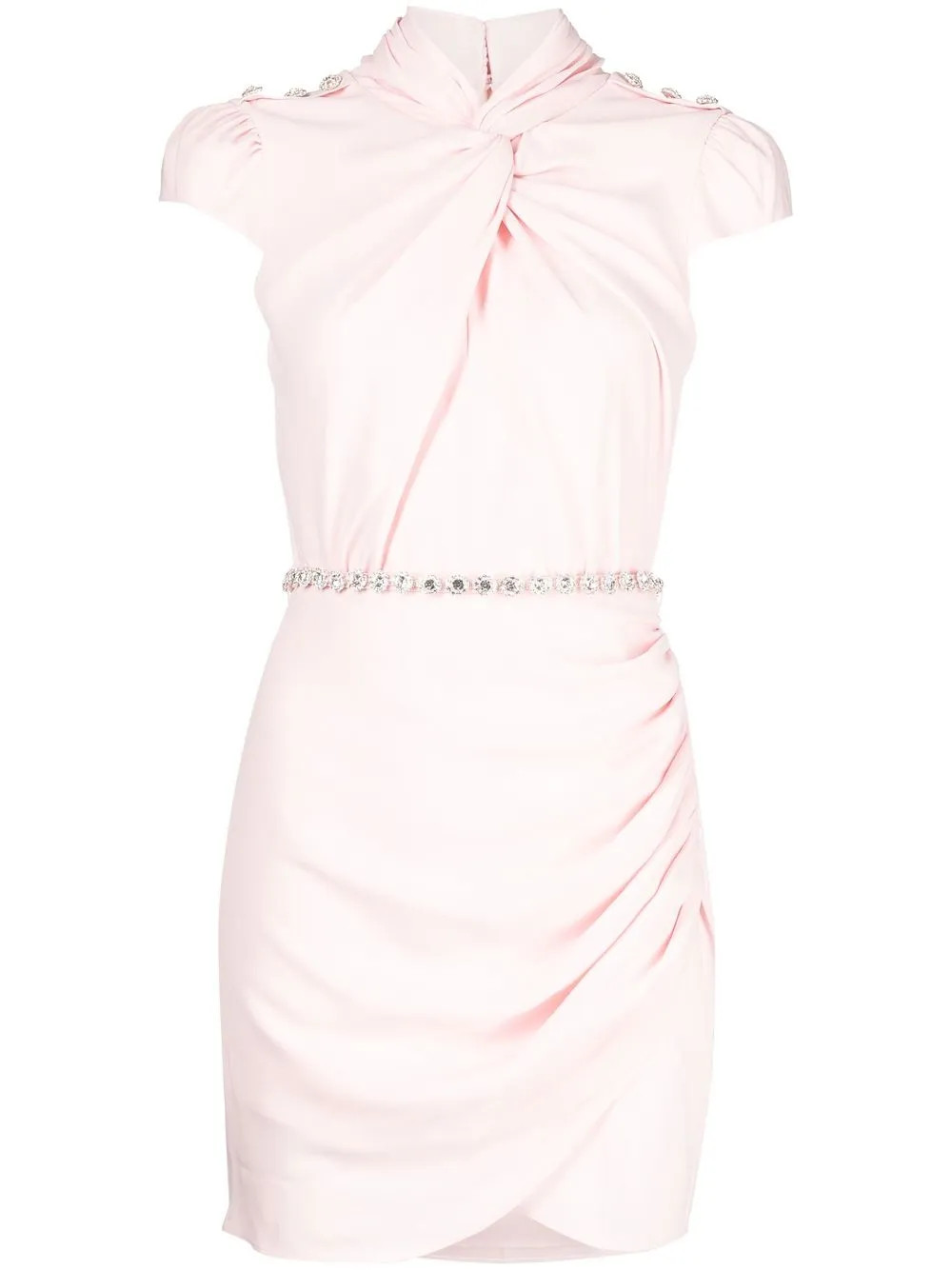 

Self-Portrait draped crystal-embellished minidress - Pink