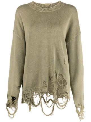 R13 Distressed Cotton Sweatshirt Farfetch