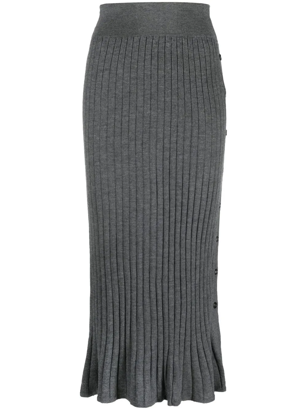 Lisa Yang Katie Ribbed-knit Button-detail Long Skirt In Grey | ModeSens