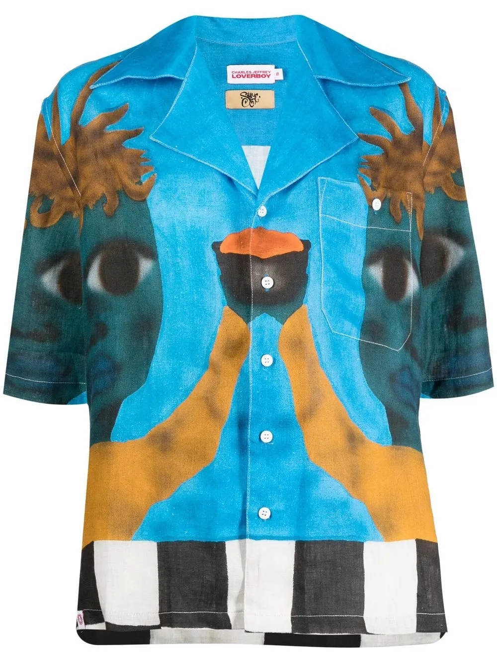 

Charles Jeffrey Loverboy graphic-print linen shirt - Blue