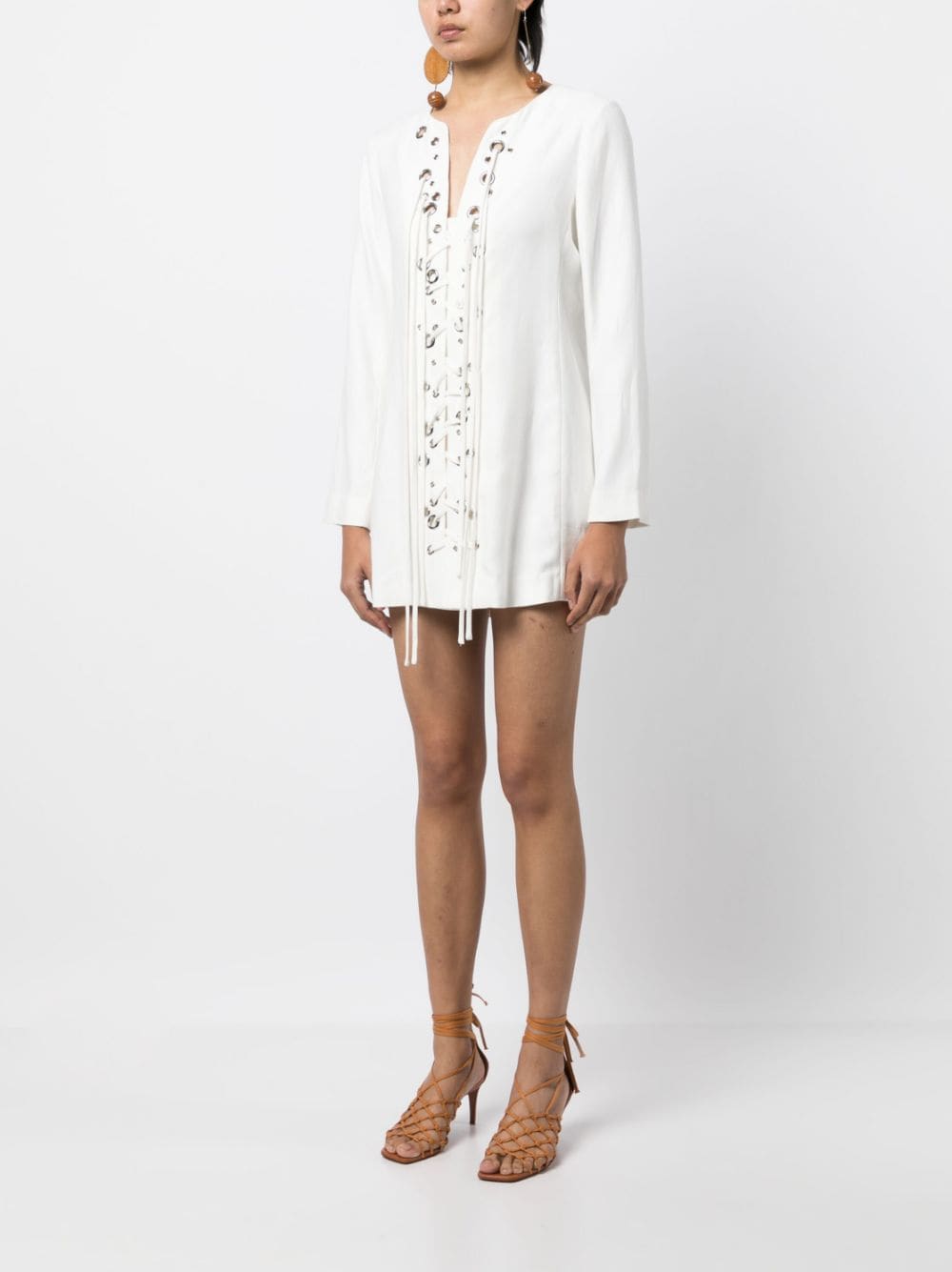 Shop Alexis Eyelet-detail Lace-up Tunic In White