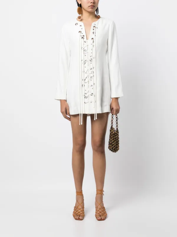chinese dress ladies Robin Piccone: Michel Laceup Tunic (252118-WHT) – Swimwear World main image 1