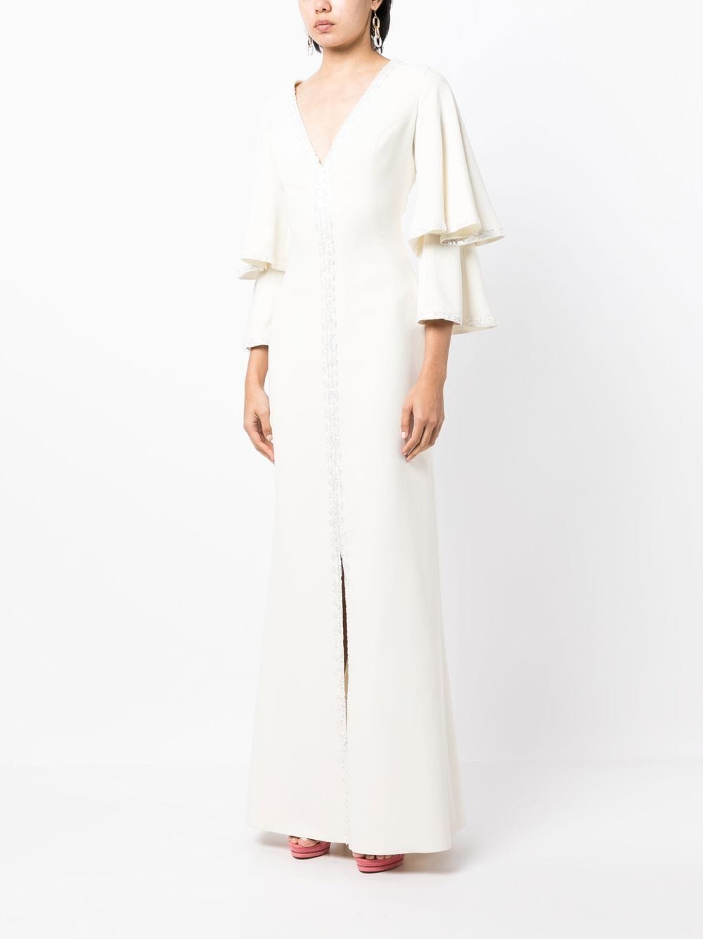 Saiid Kobeisy sequin-trimmed tiered-sleeve Long Dress - Farfetch