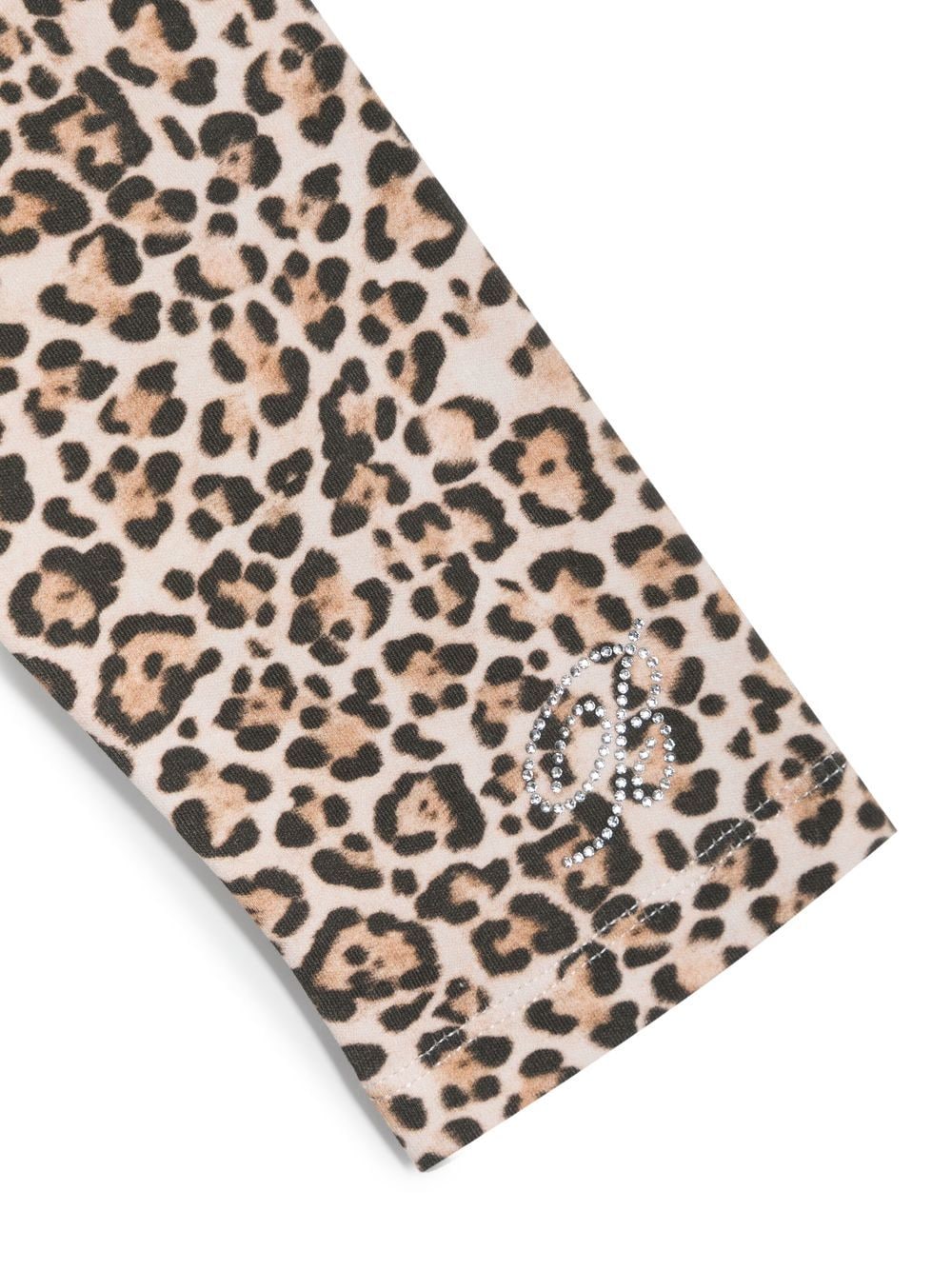 Shop Miss Blumarine Leopard-print Crystal-logo Trousers In 褐色