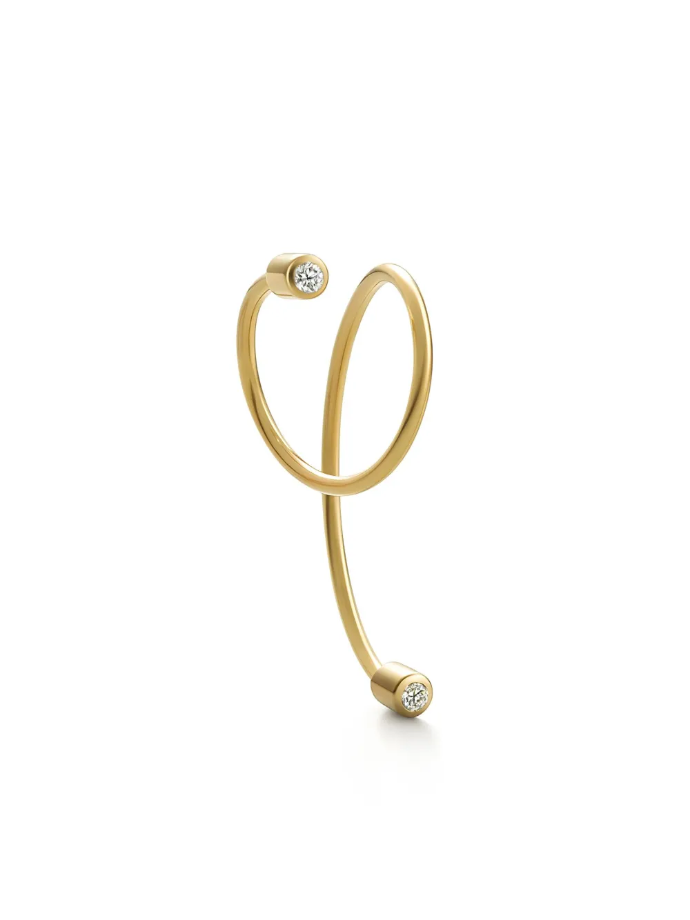 SHIHARA 18KT YELLOW GOLD TWIST CURL DIAMOND SINGLE EARRING