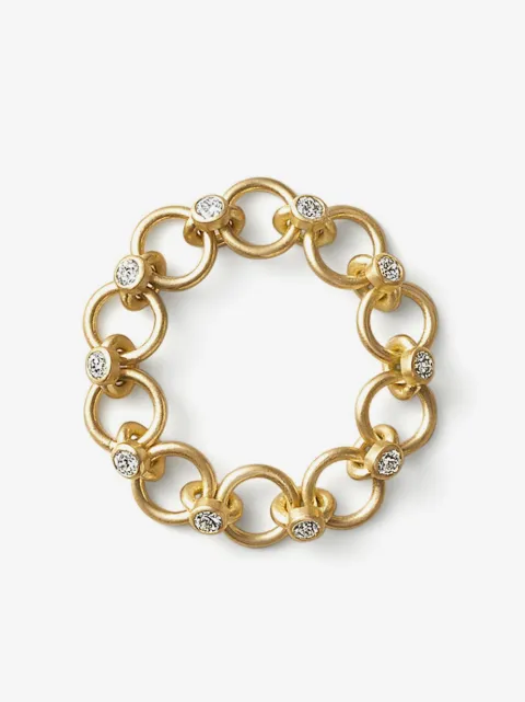 Shihara anillo Link 02 en oro amarillo de 18kt con diamantes