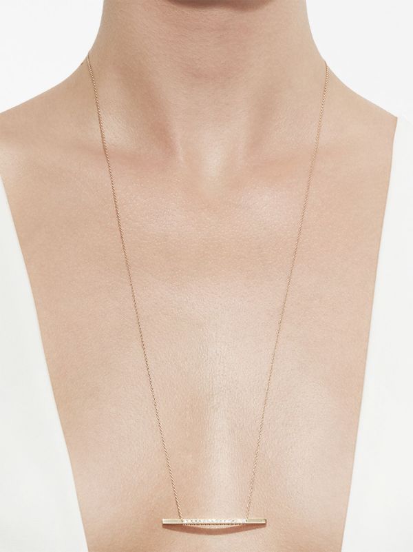 Gold necklace with gold on sale bar