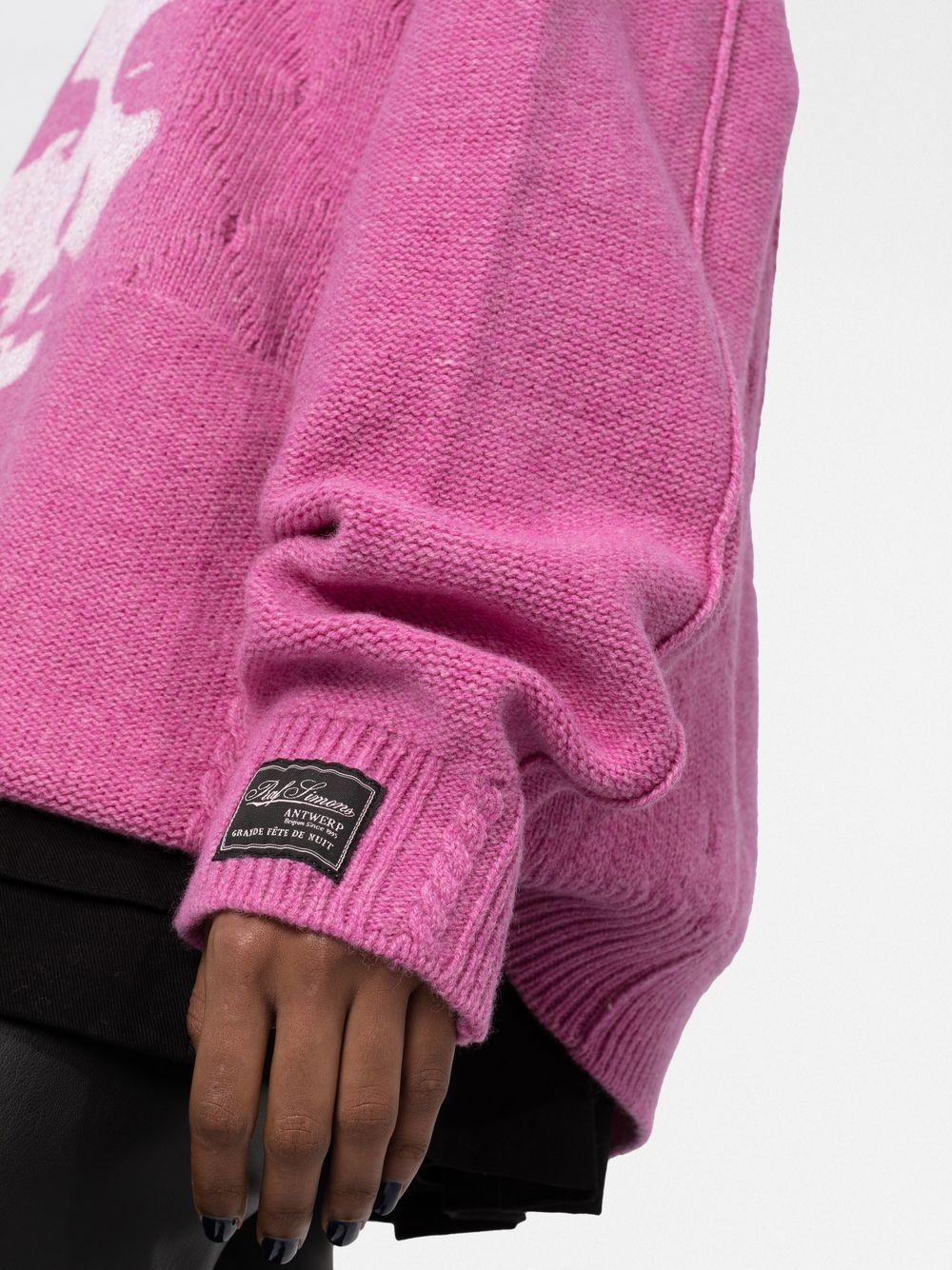 Shop Raf Simons Graphic-intarsia Knit Merino Jumper In Pink