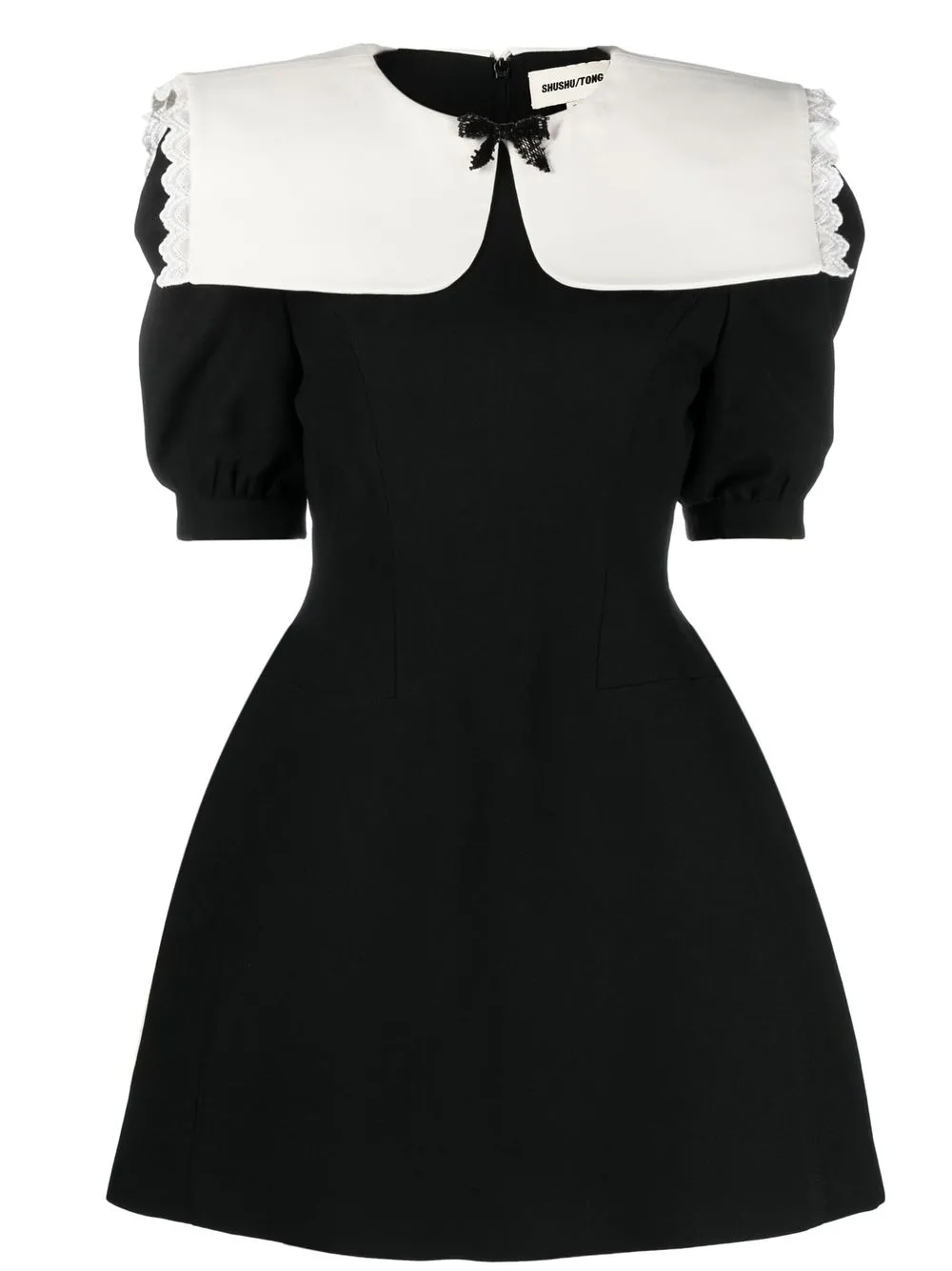 

SHUSHU/TONG bib-collar knitted minidress - Black