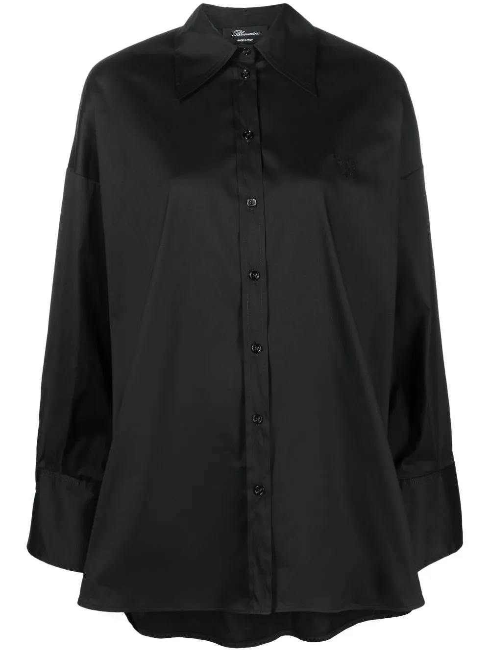 

Blumarine logo-embroidered drop-shoulder shirt - Black