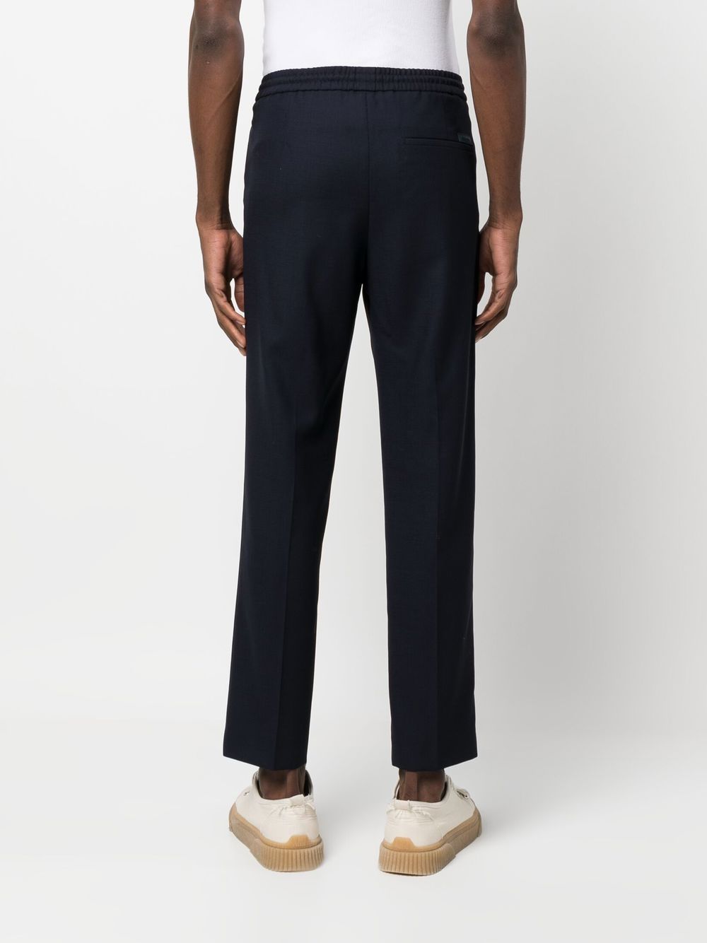 Shop Calvin Klein Straight-leg Drawstring-waist Trousers In Blue