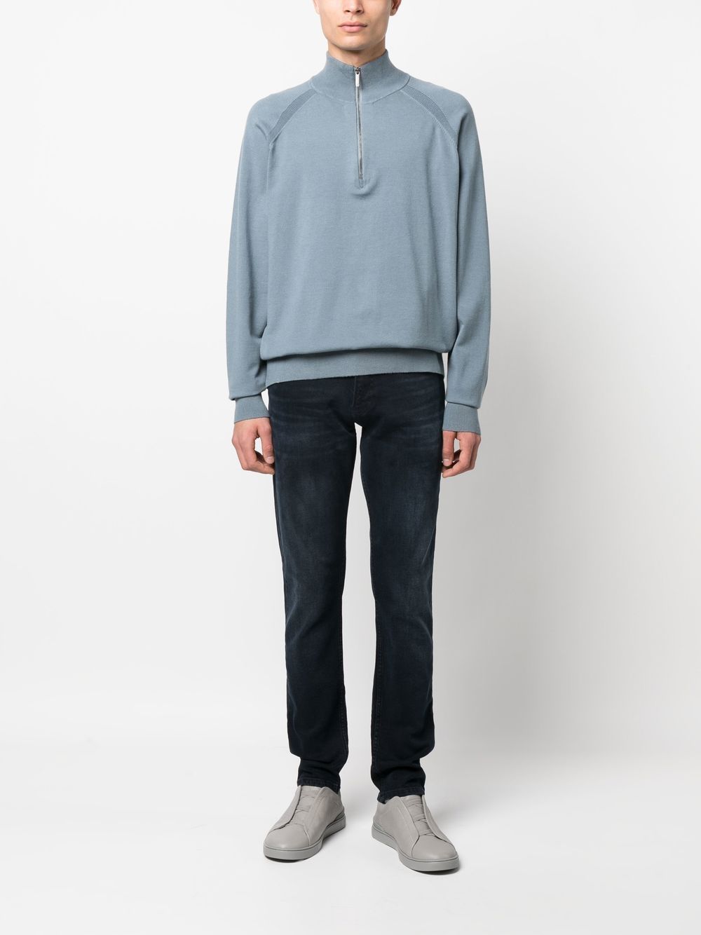 Shop Calvin Klein Lyocell-blend Quarter-zip Jumper In Blue