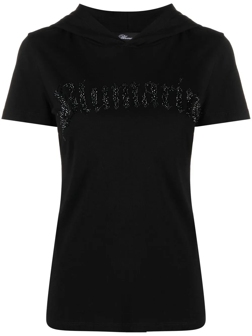

Blumarine rhinestone-logo hooded T-shirt - Black