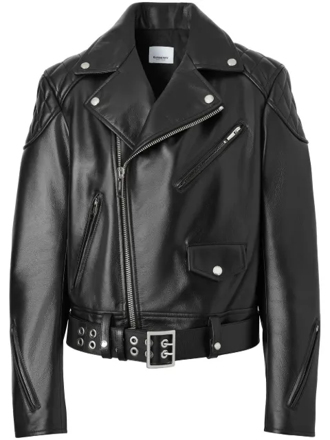 Burberry diamond quilted-panel biker jacket