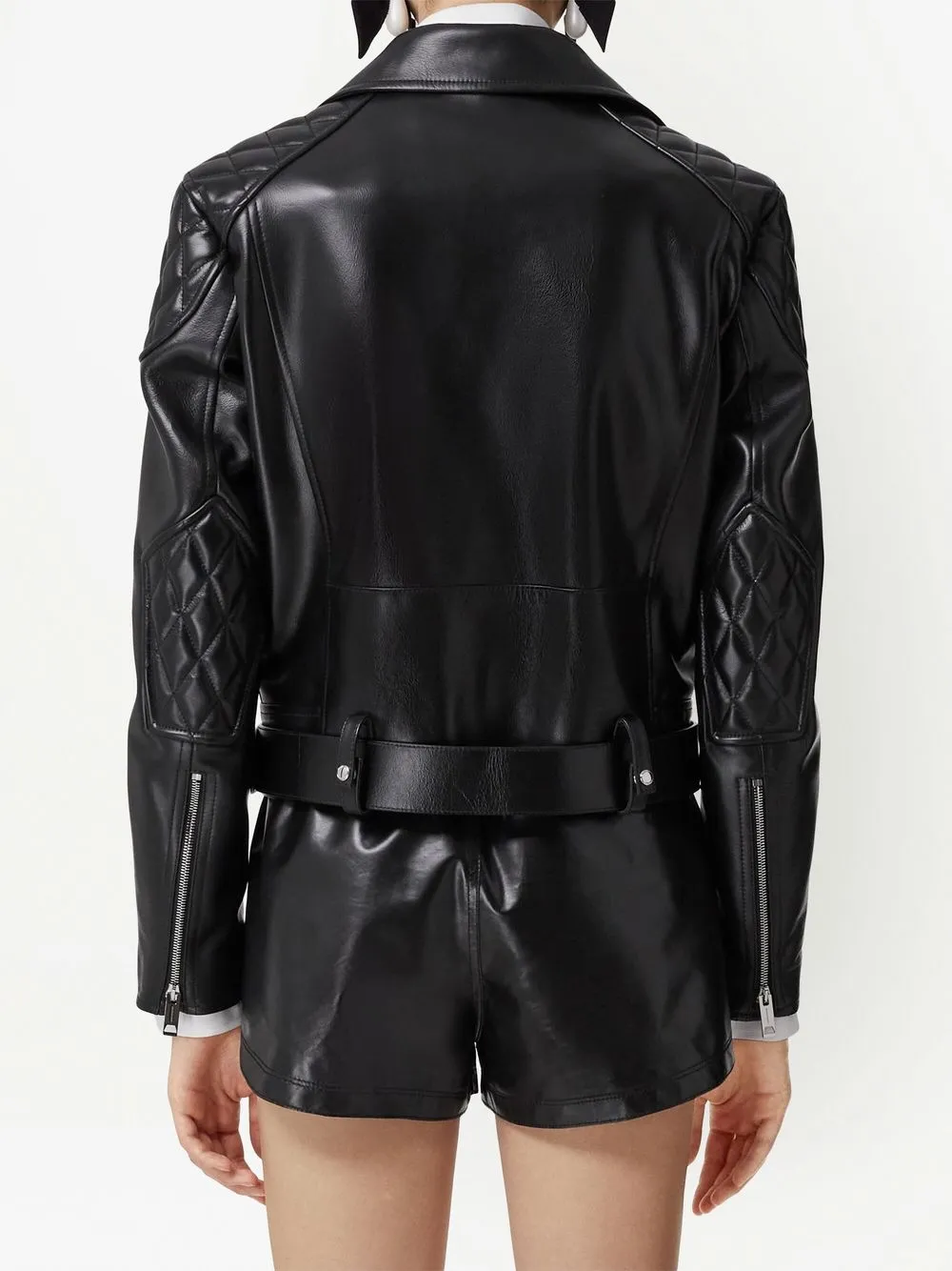 Burberry Iriny Leather Biker Jacket In Black