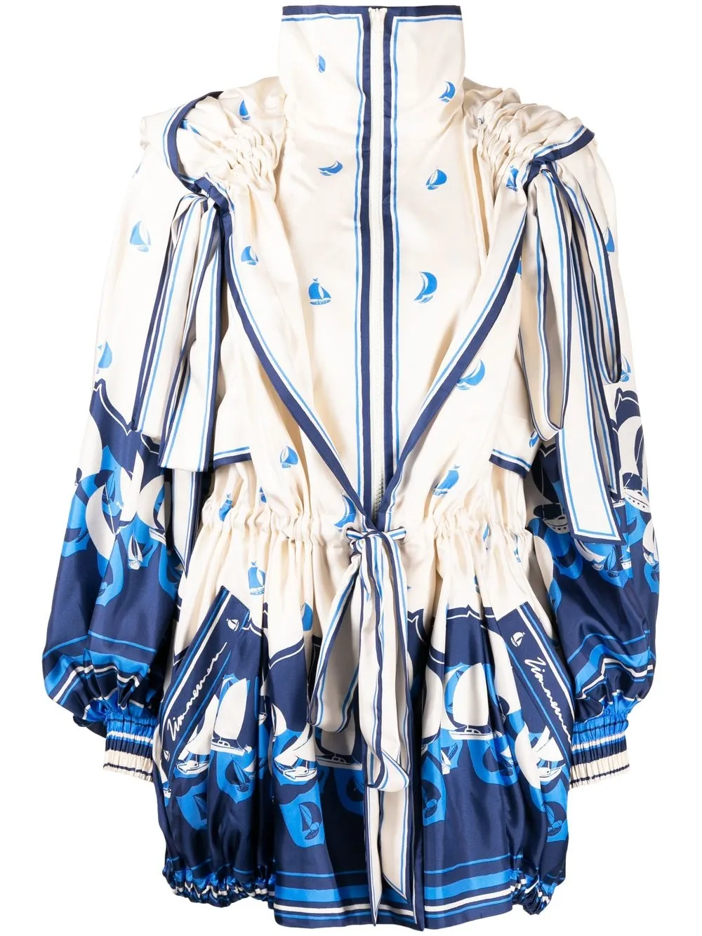 ZIMMERMANN boat-print drawstring-waist jacket - Blue
