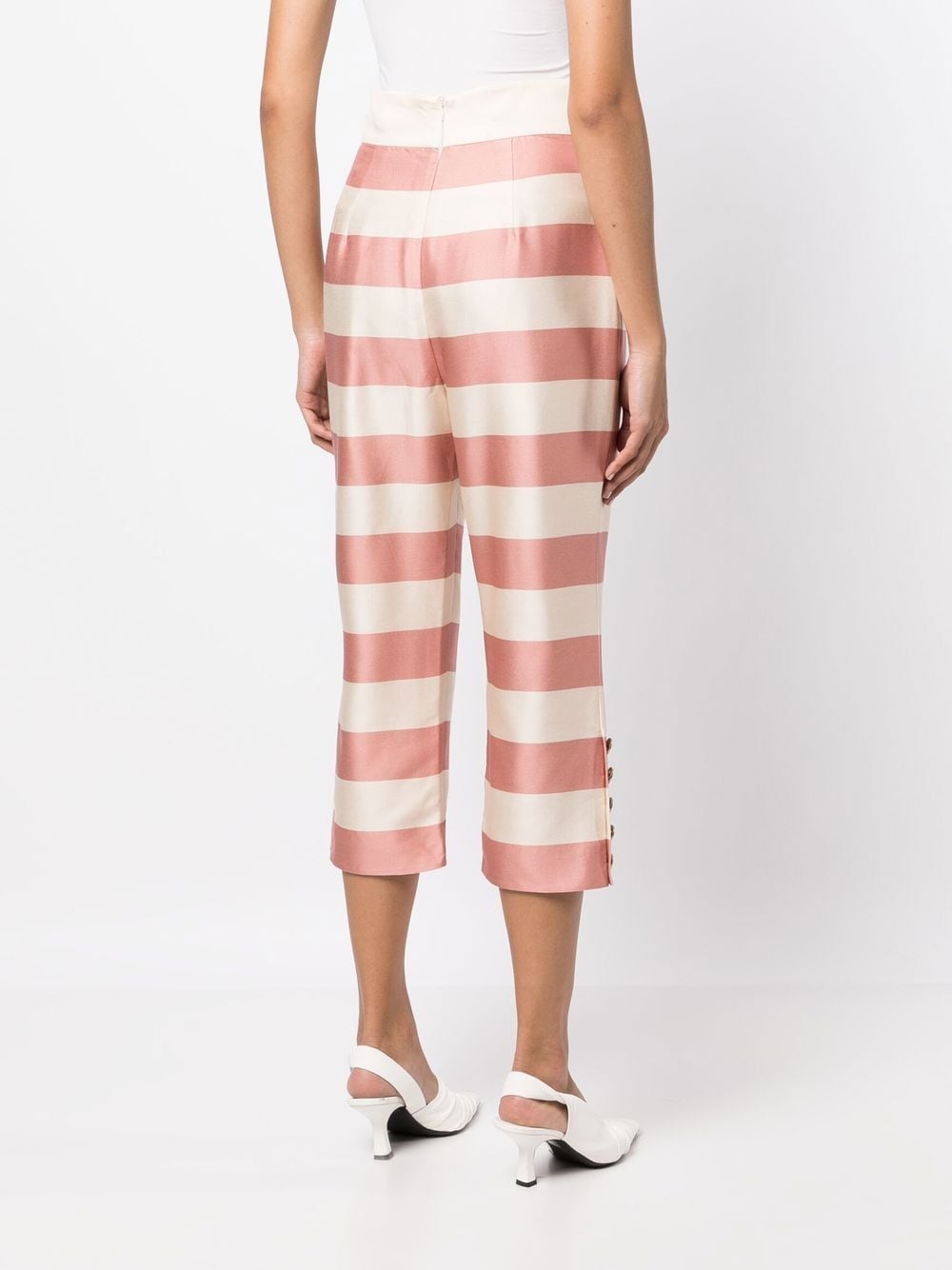 Shop Zimmermann Candy-striped Silk Trousers In White