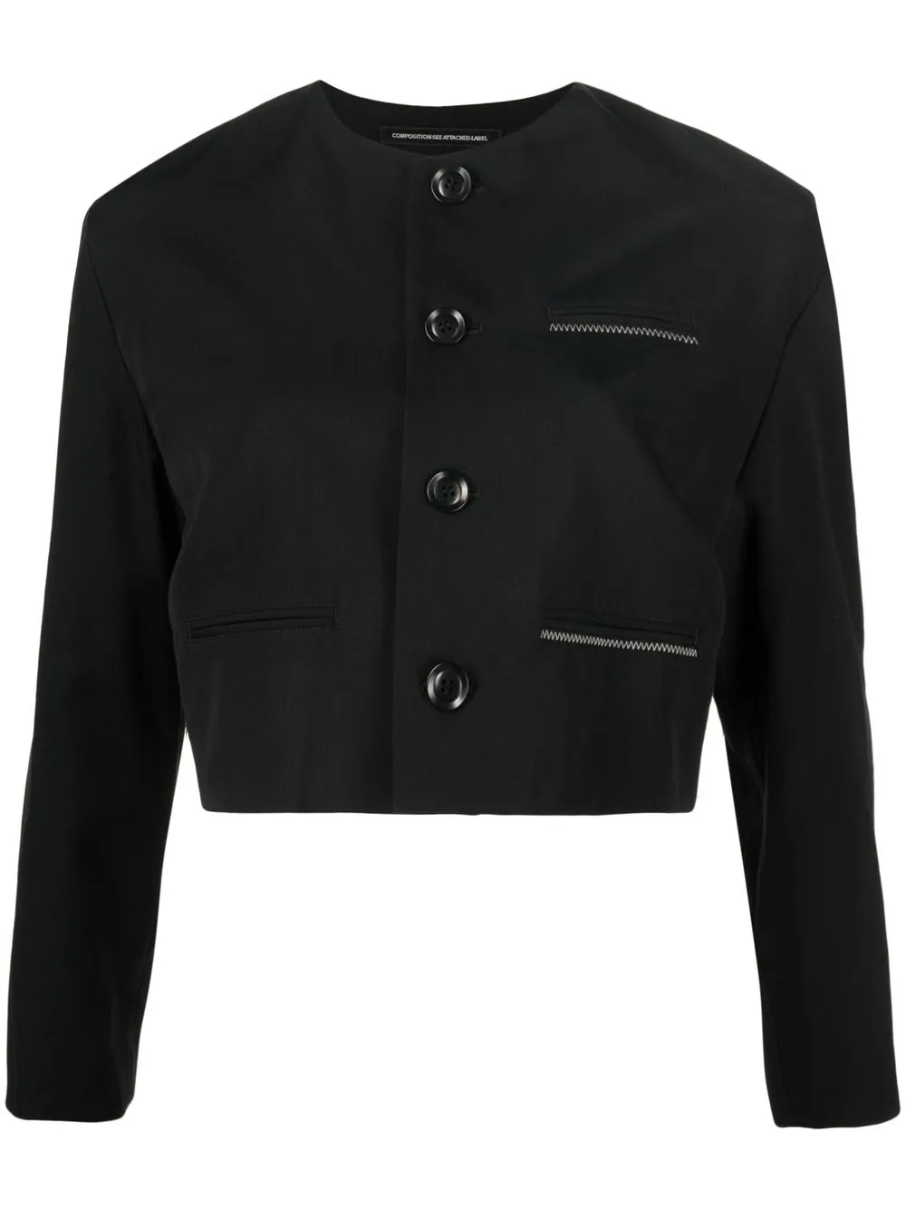 

Y's contrast-stitching cropped jacket - Black