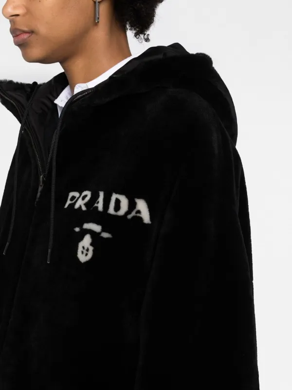 フリースジャケット PRADA SS24 Black shearling down jacket (58A0681H44 F0002) Prada Shearling jacket | REVERSIBLE
