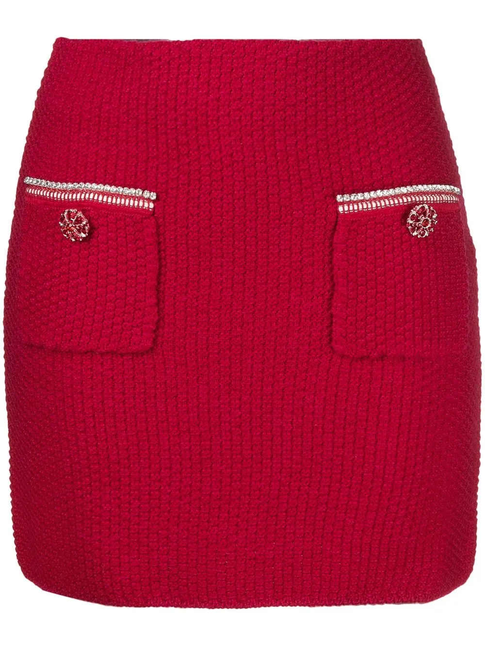 

Self-Portrait knitted wool miniskirt - Red