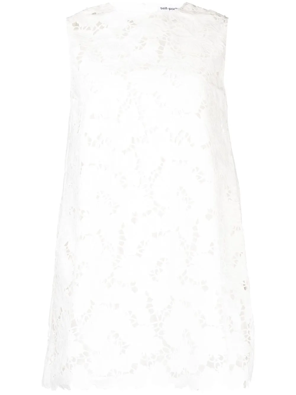 

Self-Portrait floral-lace detail shift dress - White