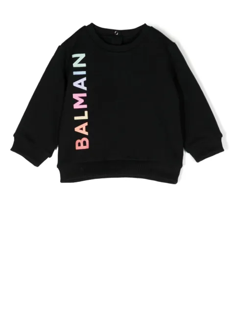 Balmain Kids suéter con cuello redondo y logo estampado