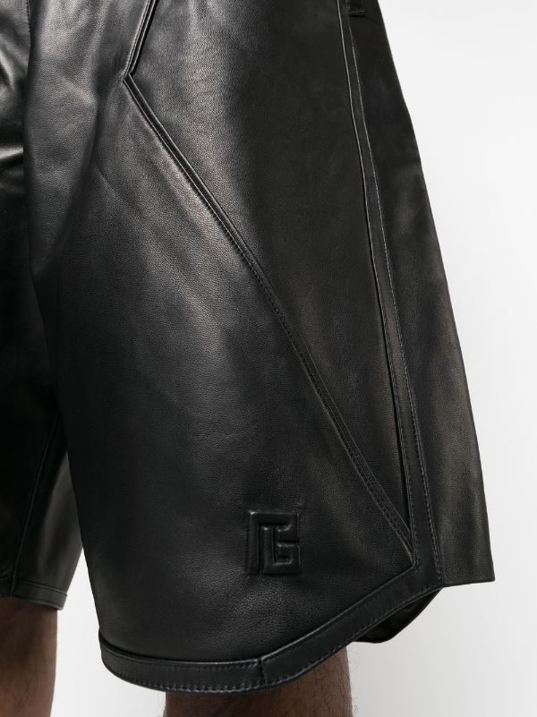 Balmain logo-buckle Leather Shorts - Farfetch
