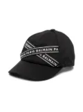 Balmain Kids logo-tape detail baseball cap - Black