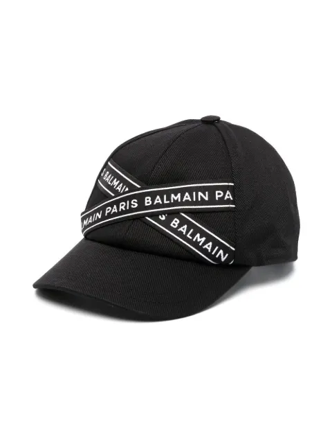 Balmain Kids logo-tape detail baseball cap