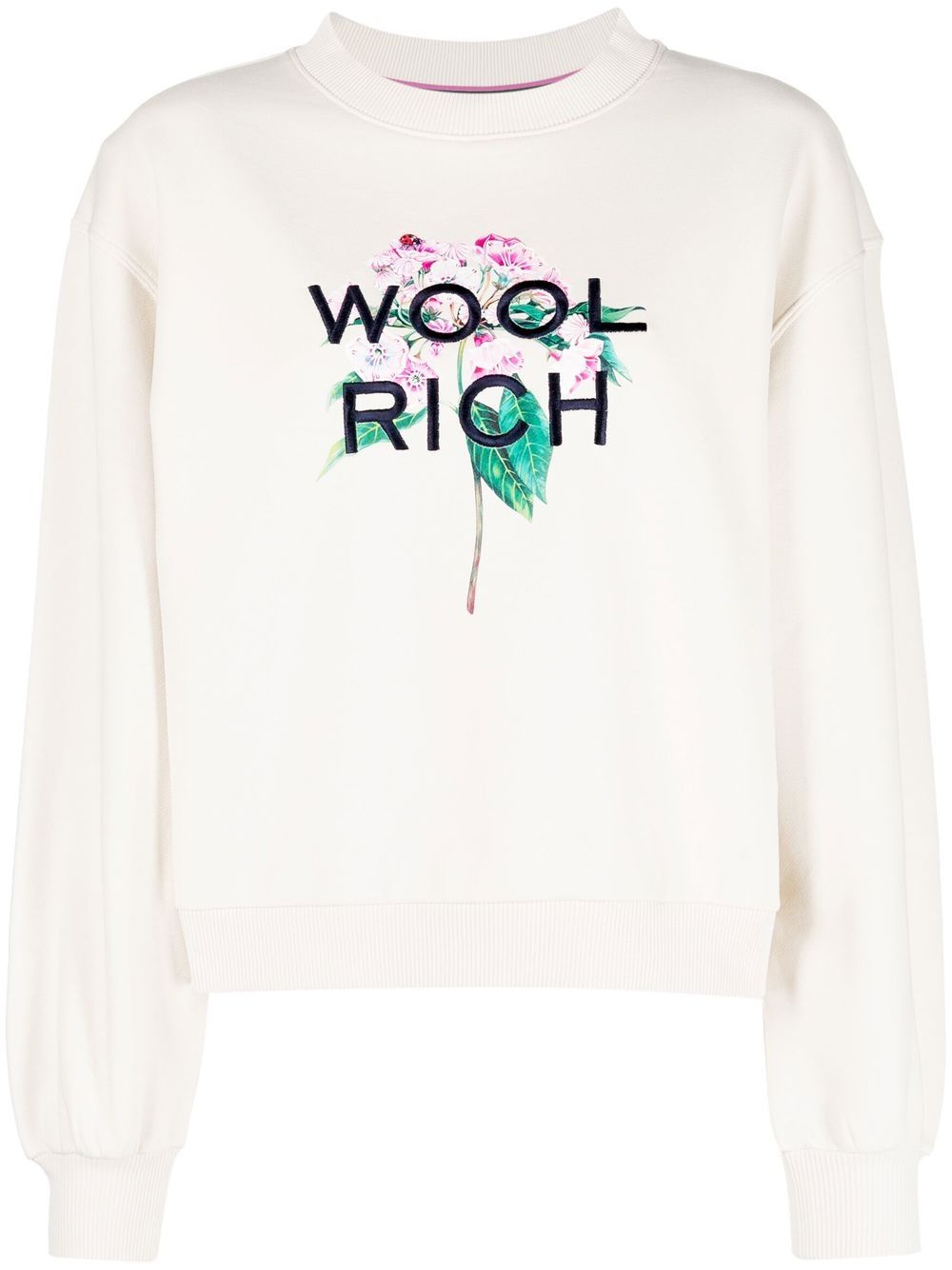 Shop Woolrich Floral Logo-embroidered Sweatshirt In 中性色