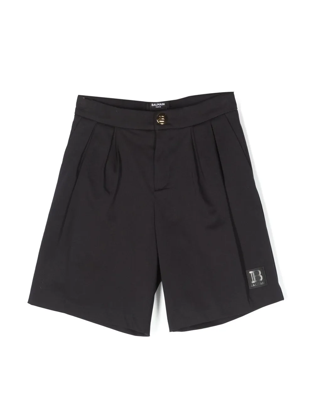 

Balmain Kids logo-patch pleated shorts - Black